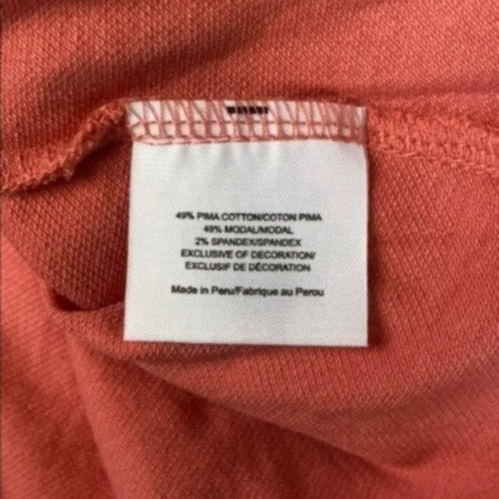 Tory Burch Coral Romilly Polo Long Sleeve Top Ruffled Preppy Chic Size Small